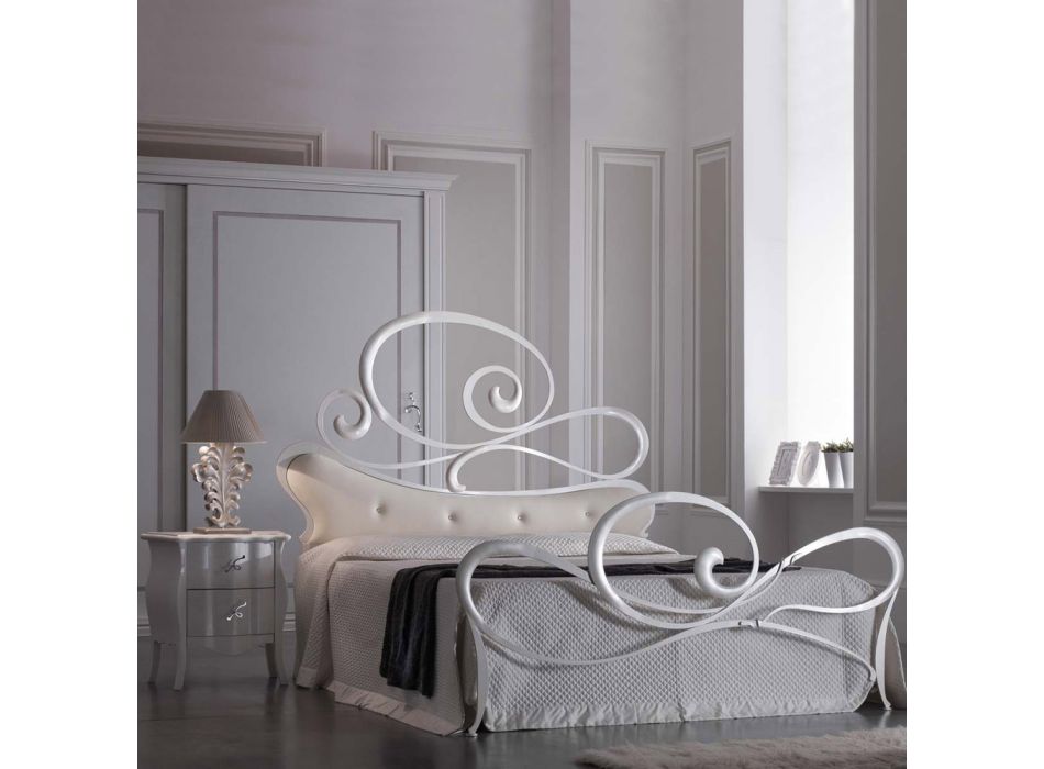 Kovová manželská postel s koordinovaným podnožím Made in Italy - Laser Viadurini