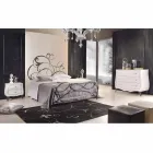 Iron manželská postel s čelem postele ve Allison kovanou čepelí Viadurini