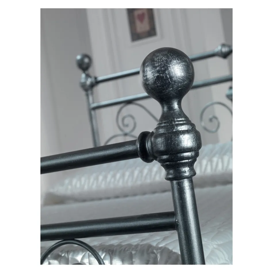 Manželská postel z černé stříbrné trubkové žehličky Made in Italy - Geometrie Viadurini