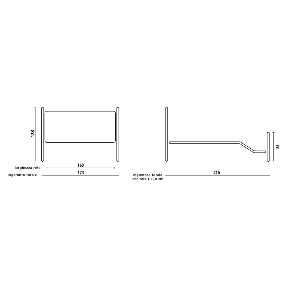 Manželská postel z černé stříbrné trubkové žehličky Made in Italy - Geometrie Viadurini