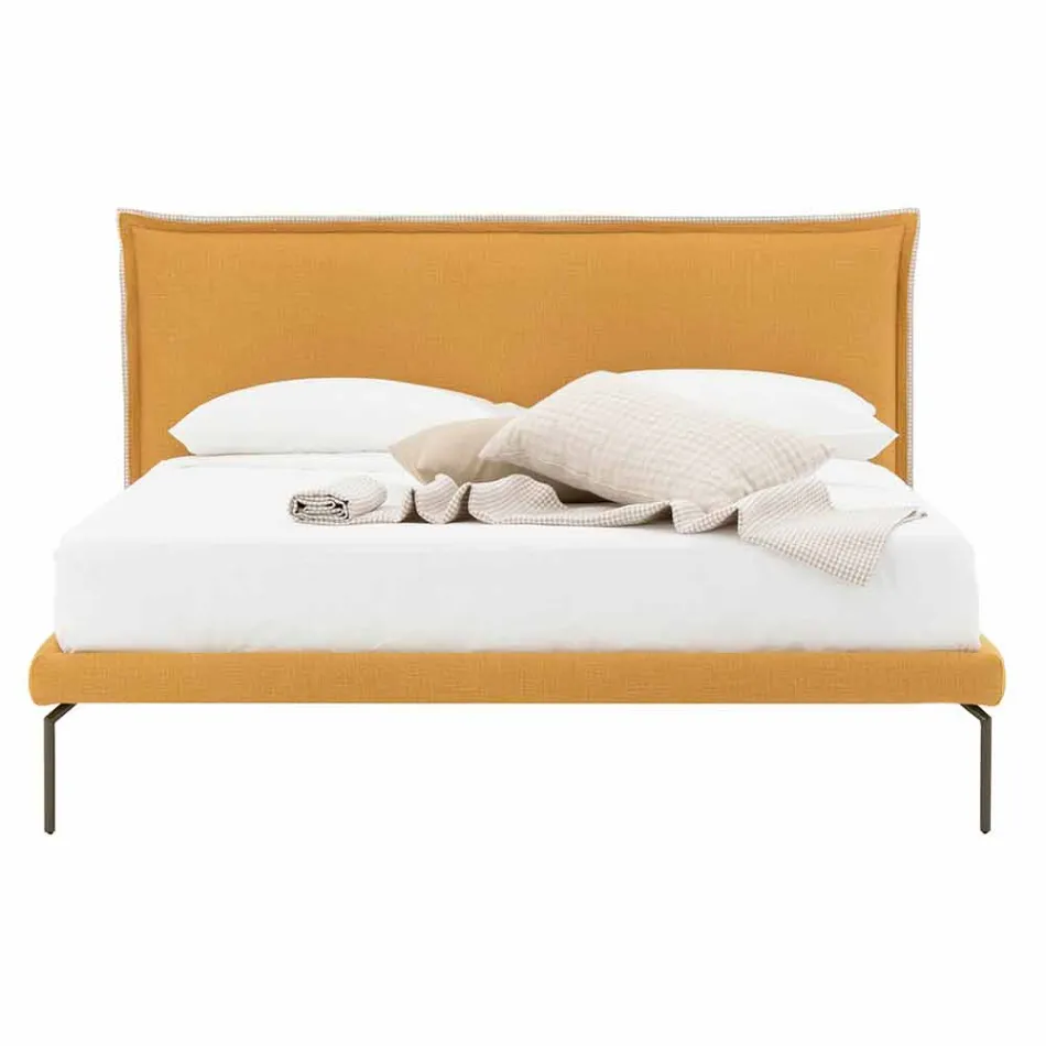 Manželská postel v látce s kovovými nohami vyrobená v Itálii - Glorio Viadurini