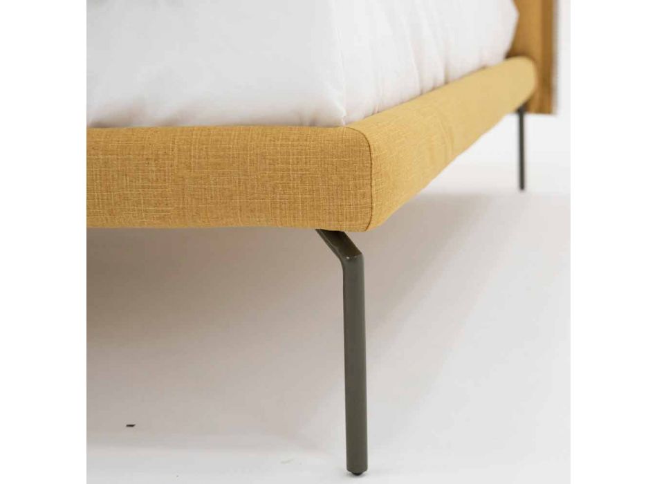 Manželská postel v látce s kovovými nohami vyrobená v Itálii - Glorio Viadurini