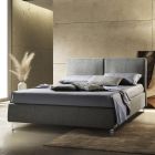 Manželská postel z látky nebo sametu s úložným prostorem Made in Italy - Ernesto Viadurini