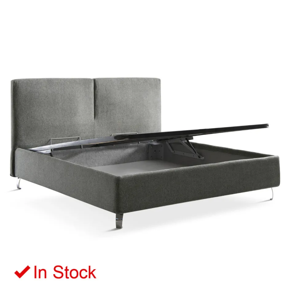 Manželská postel z látky nebo sametu s úložným prostorem Made in Italy - Ernesto Viadurini