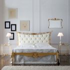 Manželská postel z pravé kůže s matrací a 2 nočními stolky - King Viadurini
