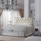 Manželská postel z pravé kůže s matrací a 2 nočními stolky - King Viadurini