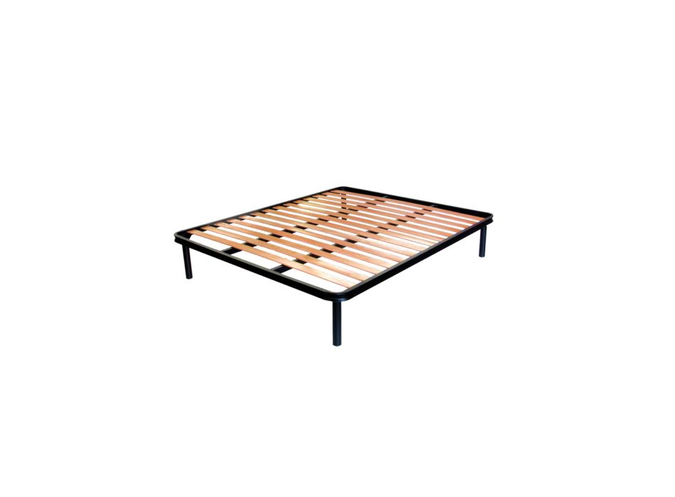 Manželská postel z pravé kůže s matrací a 2 nočními stolky Made in Italy - Laser Viadurini
