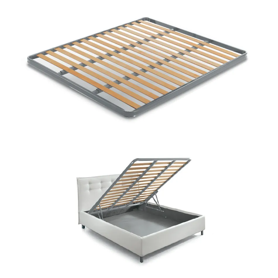 Moderní manželská postel s boxem a prošívaným čelem - Londýn Viadurini