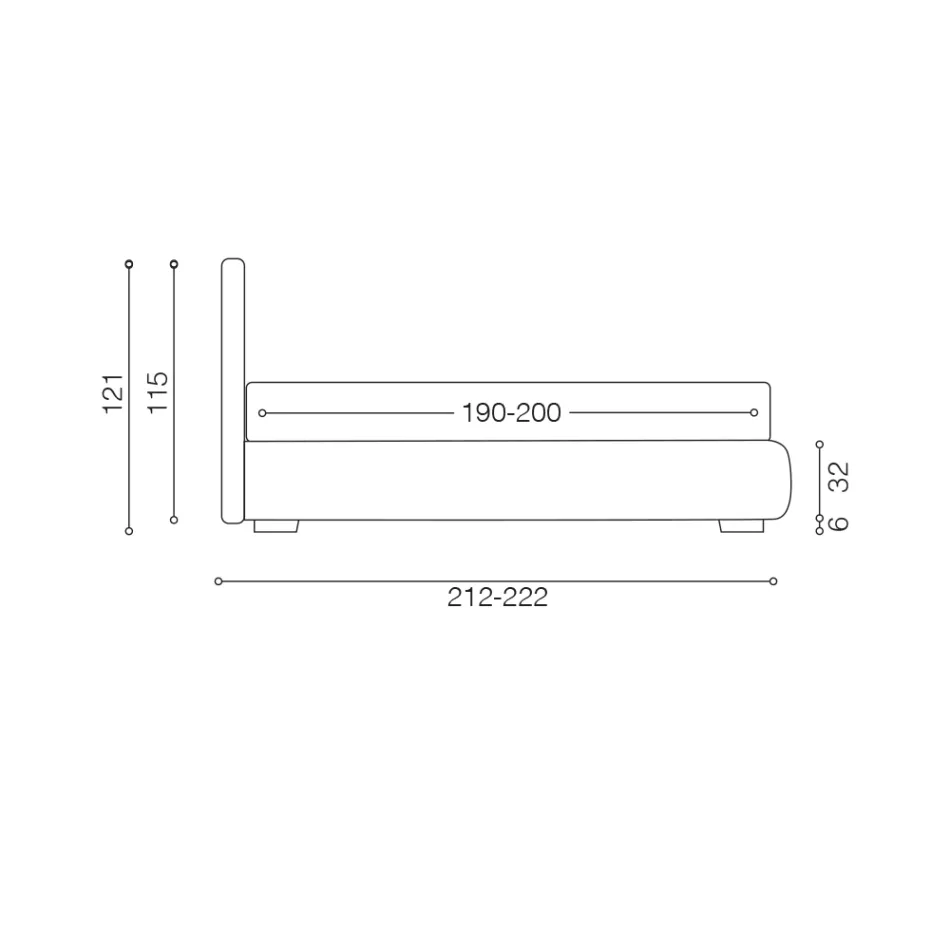 Moderní manželská postel s boxem a prošívaným čelem - Londýn Viadurini