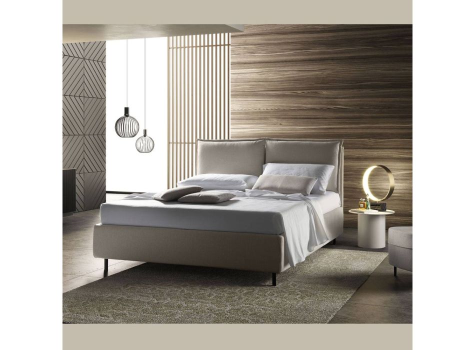 Moderní manželská postel s čalouněným čelem Made in Italy - Ernesta Viadurini