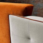 Moderní designová manželská postel v šedé a oranžové sametové - Plorifon Viadurini