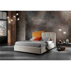 Moderní designová manželská postel v šedé a oranžové sametové - Plorifon Viadurini