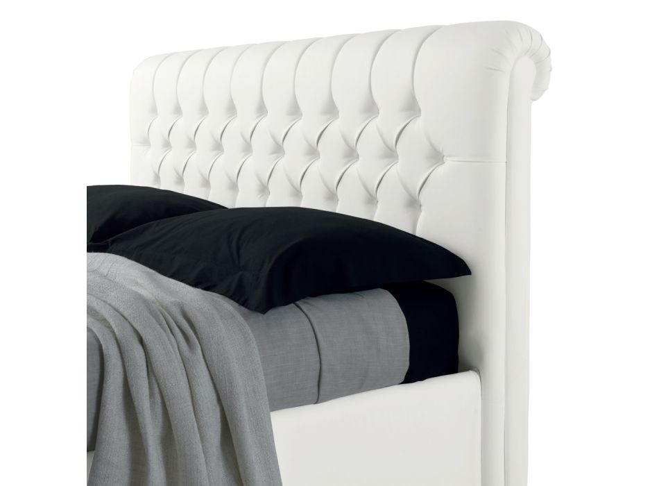 Moderní manželská postel z umělé kůže s úložným prostorem - Ozzano Viadurini