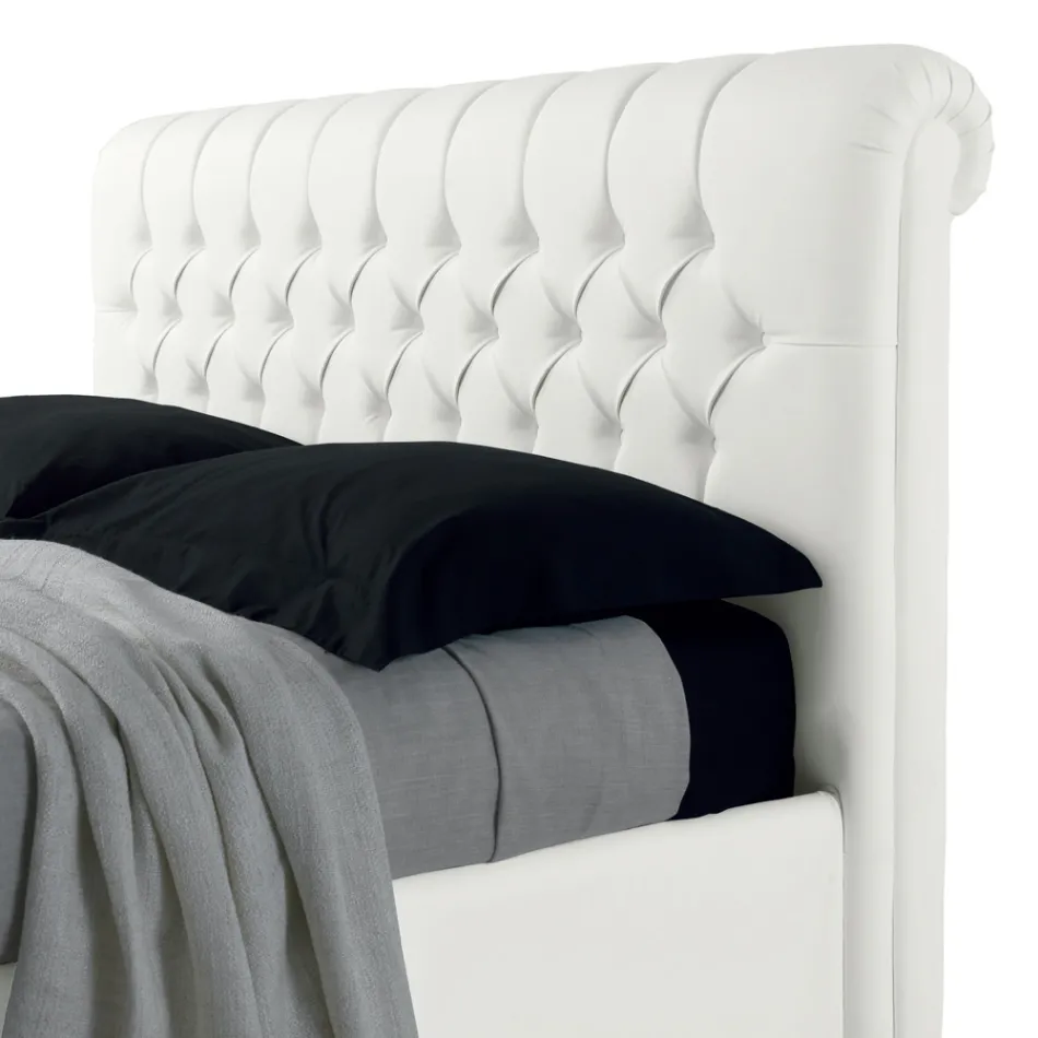 Moderní manželská postel z umělé kůže s úložným prostorem - Ozzano Viadurini