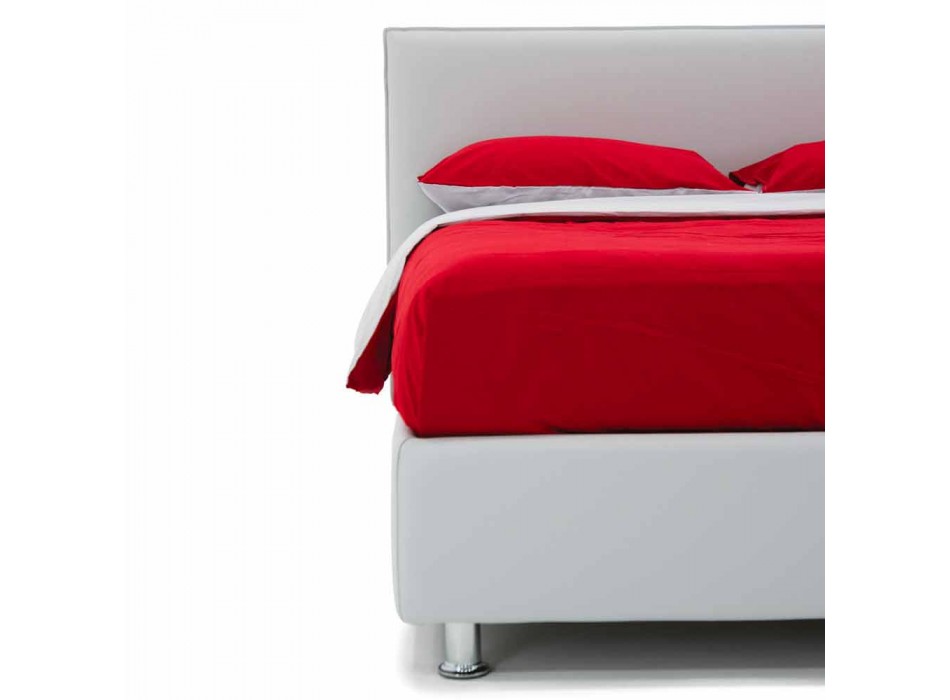 Manželská postel potažená imitací kůže s nohami vyrobená v Itálii - Nurzio Viadurini