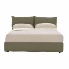 Manželská postel čalouněná látkou s černými nohami vyrobená v Itálii - Bandola Viadurini