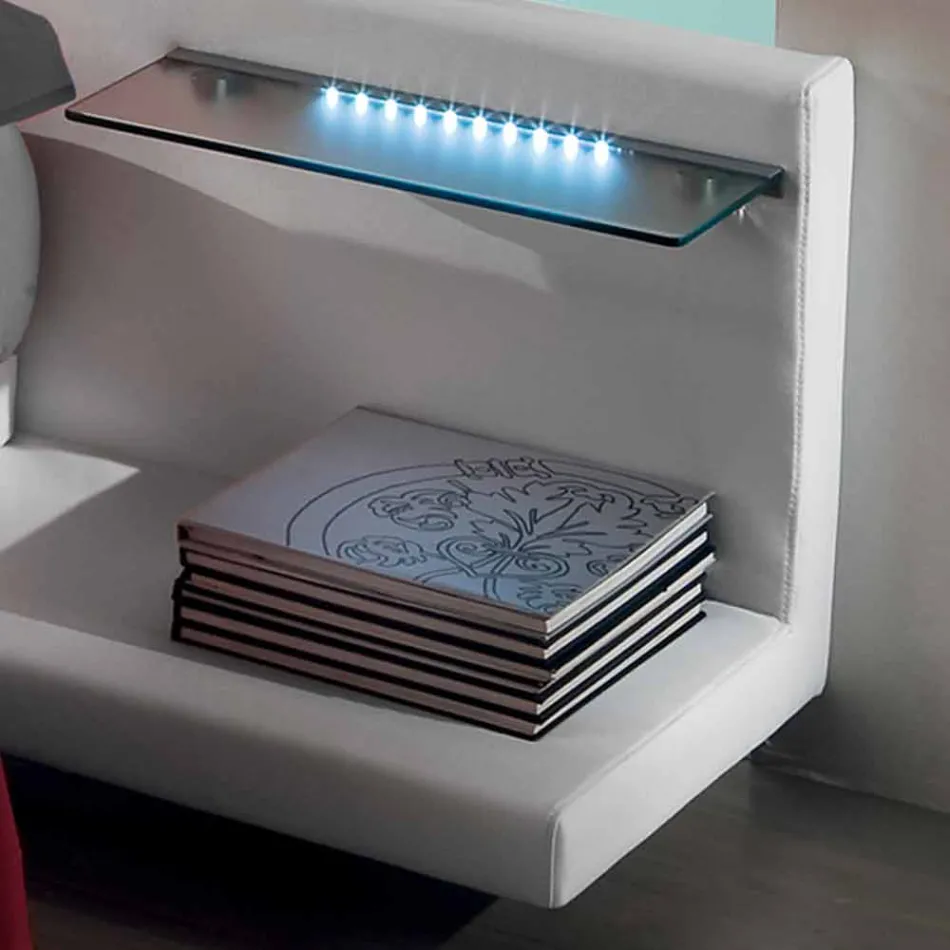 Kulatá manželská postel potažená v italském designu Ecoleather - Vesio Viadurini