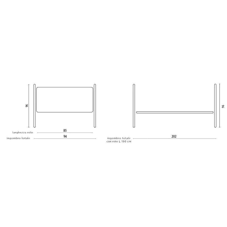 Jednolůžko s koordinovanou železnou konstrukcí Made in Italy - Lillo Viadurini