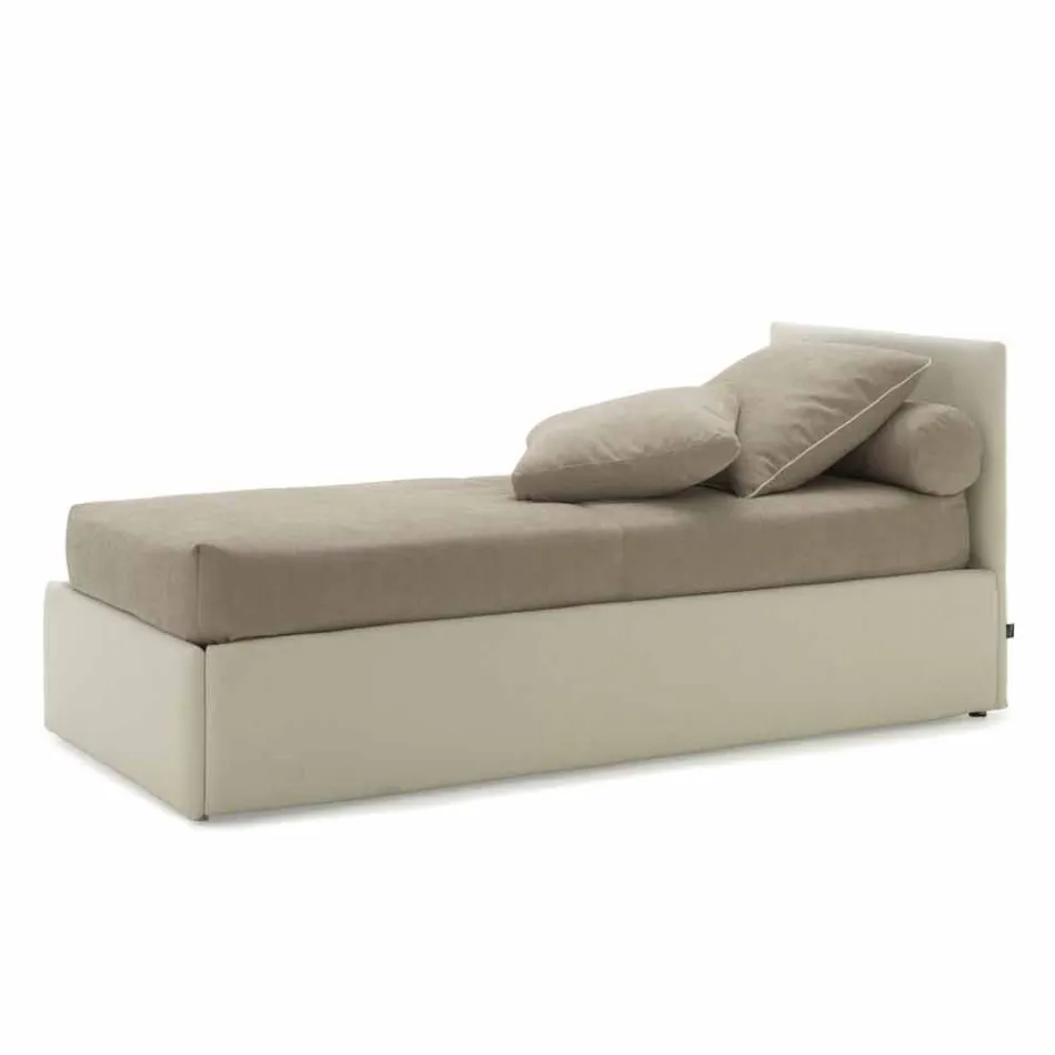 Jednolůžko s čelo postele, železo a dřevo struktura Line by Bolzan Viadurini