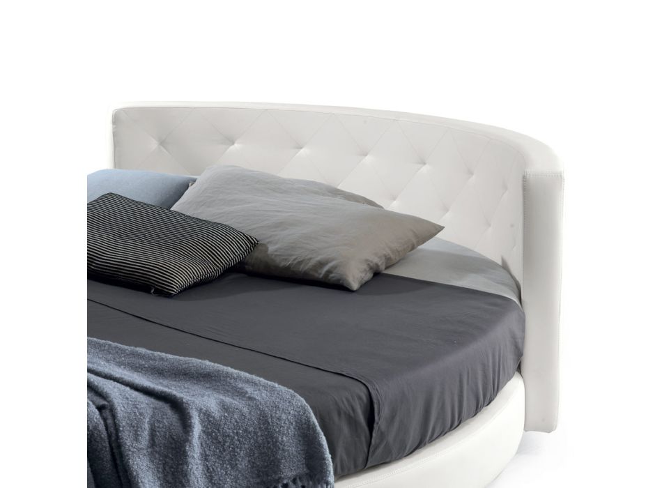 Kulatý design manželská postel potažená ekokůží - Faenza Viadurini
