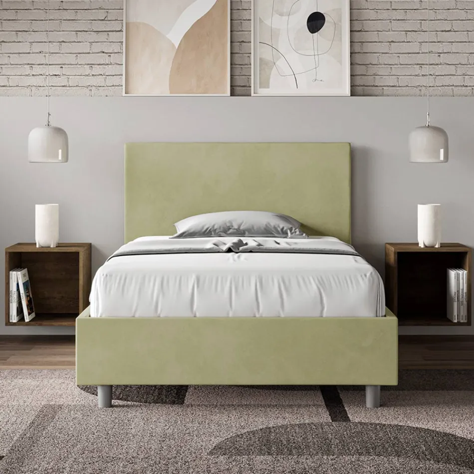 Postel velikosti Queen Size 120x200 cm s čelem z mikrovlákna Vyrobeno v Itálii - Pallone Viadurini