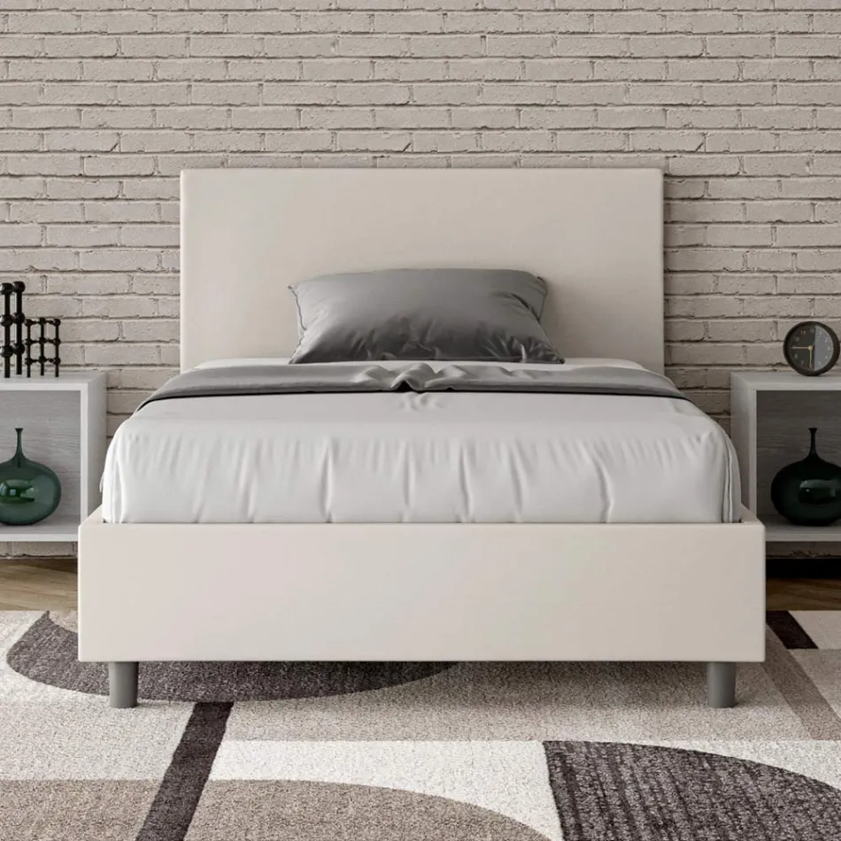 Postel velikosti Queen Size 120x200 cm s čelem z umělé kůže, vyrobeno v Itálii - Pallone Viadurini