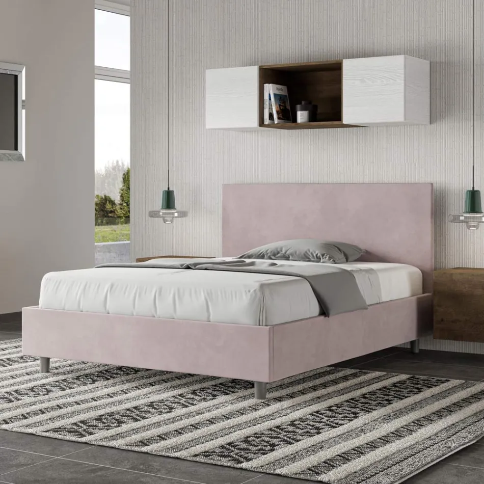 Manželská postel 140x200 cm s mikrovláknovým čelem Vyrobeno v Itálii - Pallone Viadurini