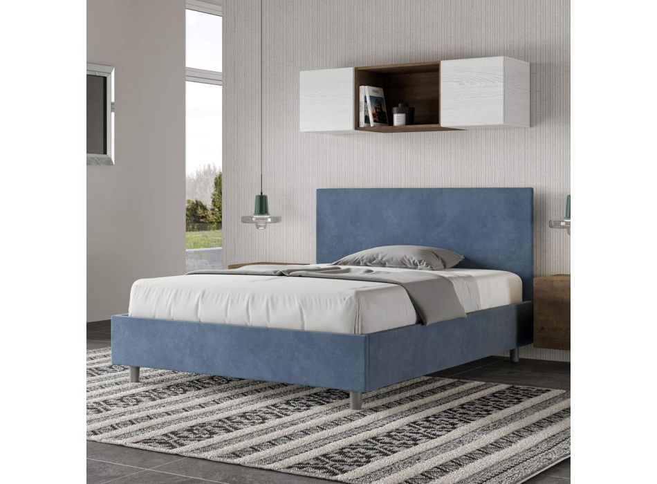 Manželská postel 140x200 cm s čelem z mikrovlákna Made in Italy - Pallone Viadurini