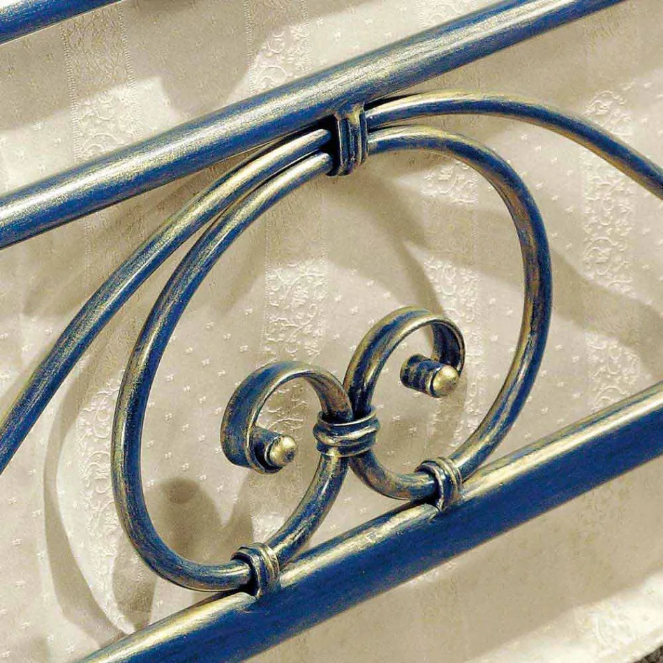 Postel queen size kovaného železa drcený Gloria design Viadurini