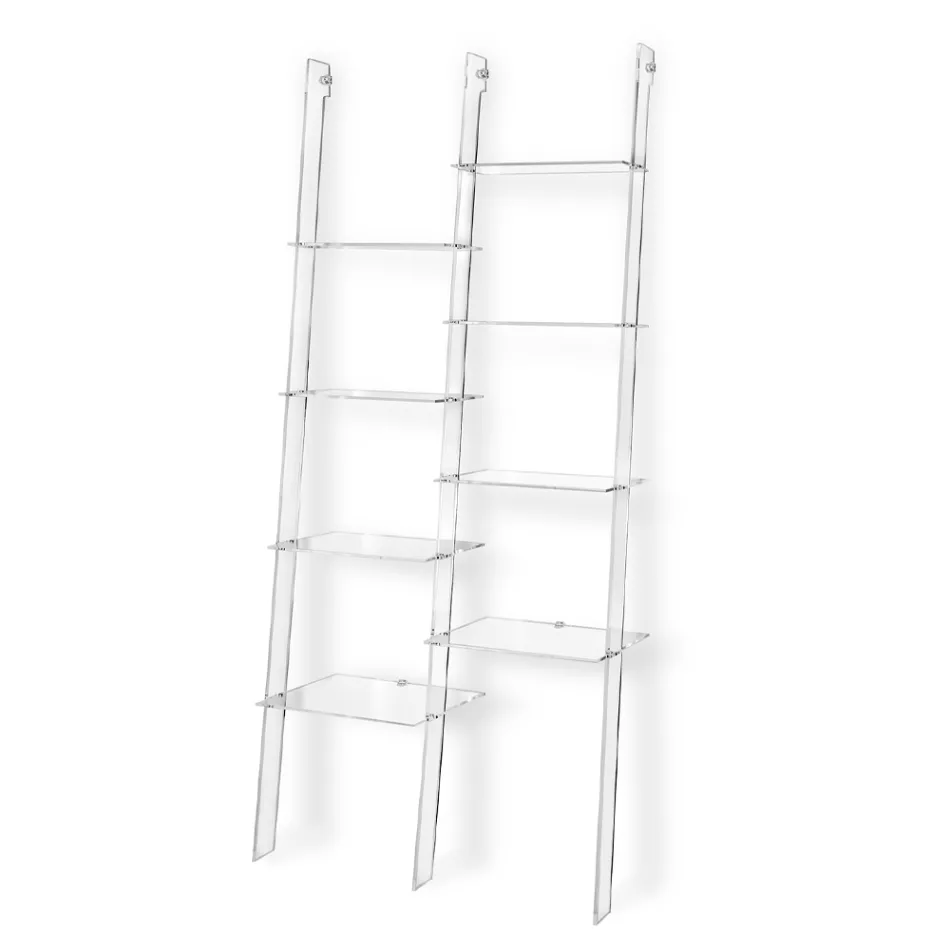 Nástěnná knihovna v průhledném designu z plexiskla až pro 4 prvky - Trezza Viadurini