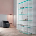 Nástěnná nebo volně stojící knihovna v designu Extraclear Glass 6 polic - Ramen Viadurini