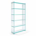 Nástěnná nebo volně stojící knihovna v designu Extraclear Glass 6 polic - Ramen Viadurini