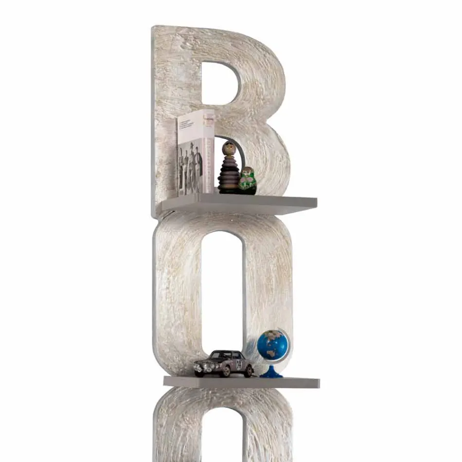 Nástěnná knihovna s ručním designem v Itálii 3 police Nicla Viadurini