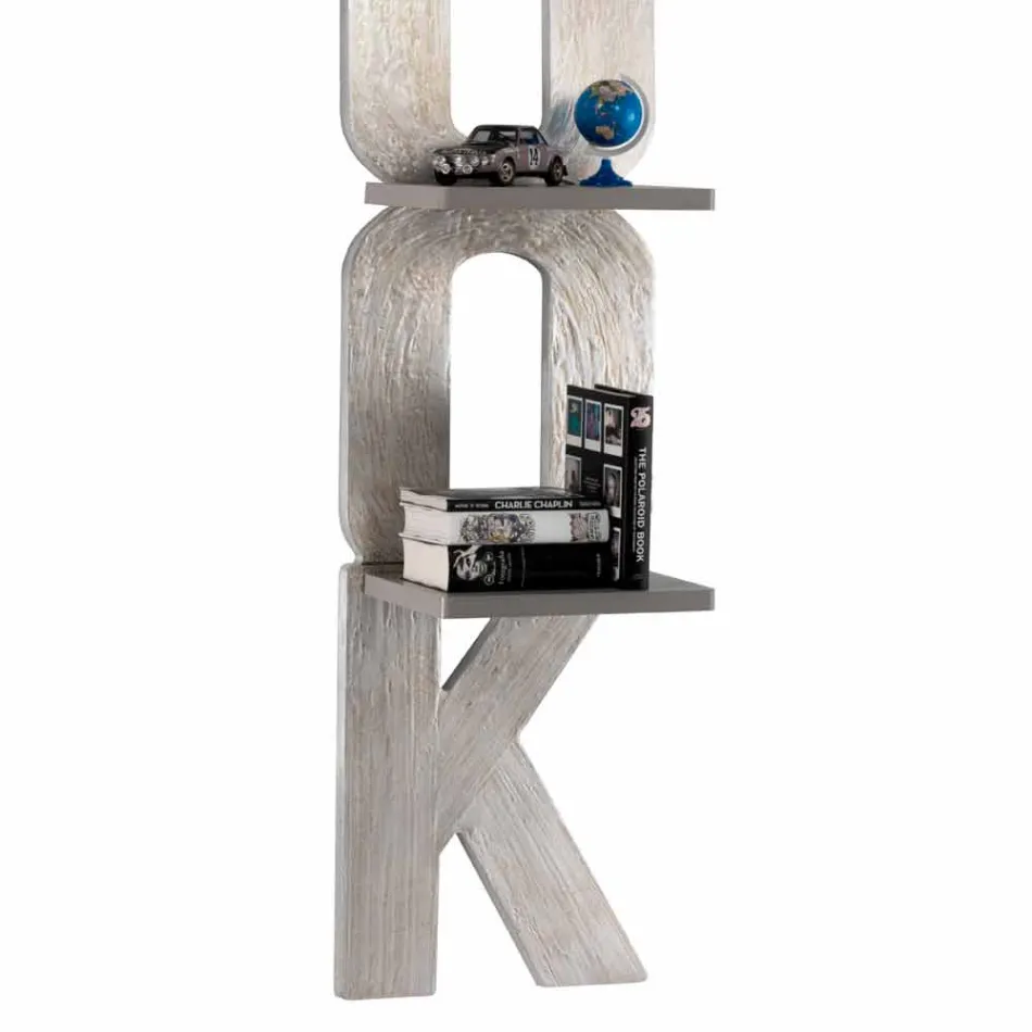 Nástěnná knihovna s ručním designem v Itálii 3 police Nicla Viadurini