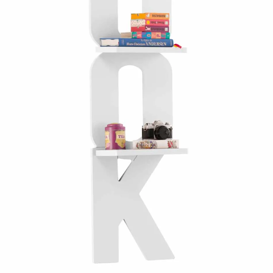 Nástěnná knihovna s ručním designem v Itálii 3 police Nicla Viadurini