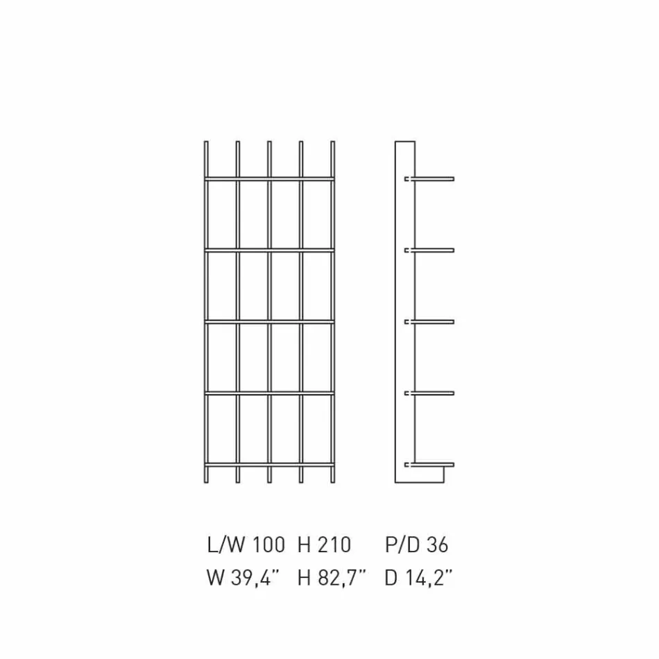 Nástěnná knihovna Shabby Chic v designu bílé jasanové dřevo - Babele Viadurini