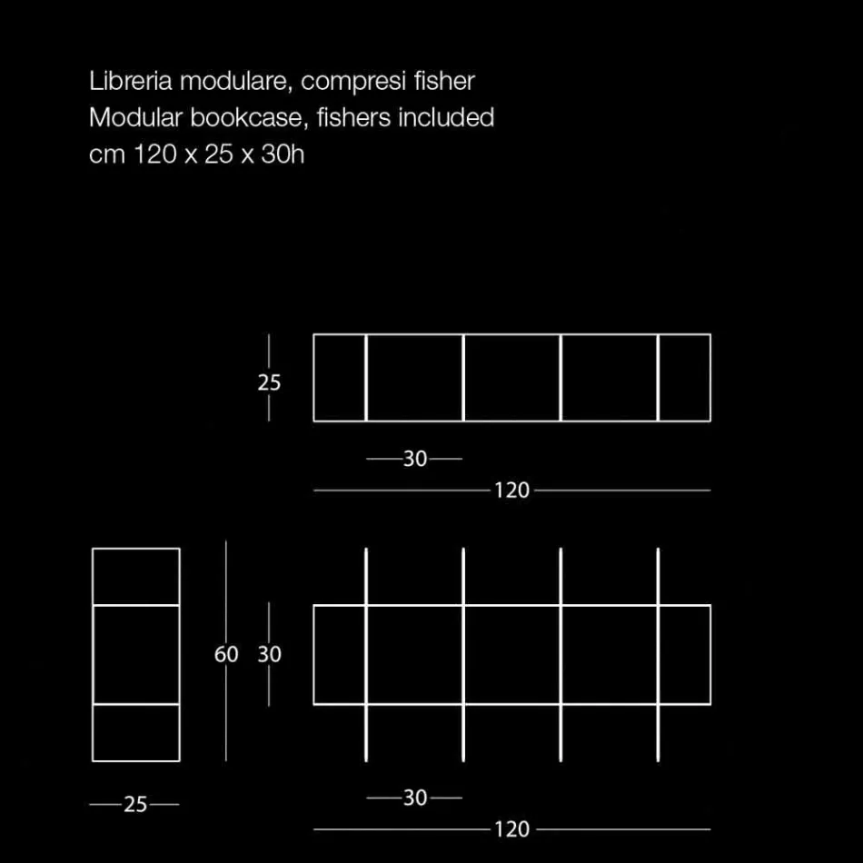 Modulární nástěnná knihovna v kovu různých barev - Roger Viadurini