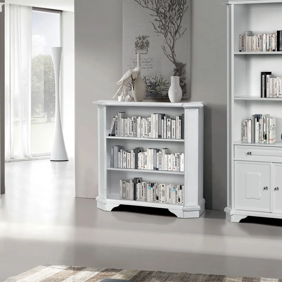 Knihovna se 3 otevřenými přihrádkami z dýhovaného dřeva Made in Italy - Epona Viadurini