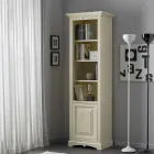 Knihovna se 4 přihrádkami a 1 dvířky vyrobená ze dřeva Made in Italy - Lofn Viadurini