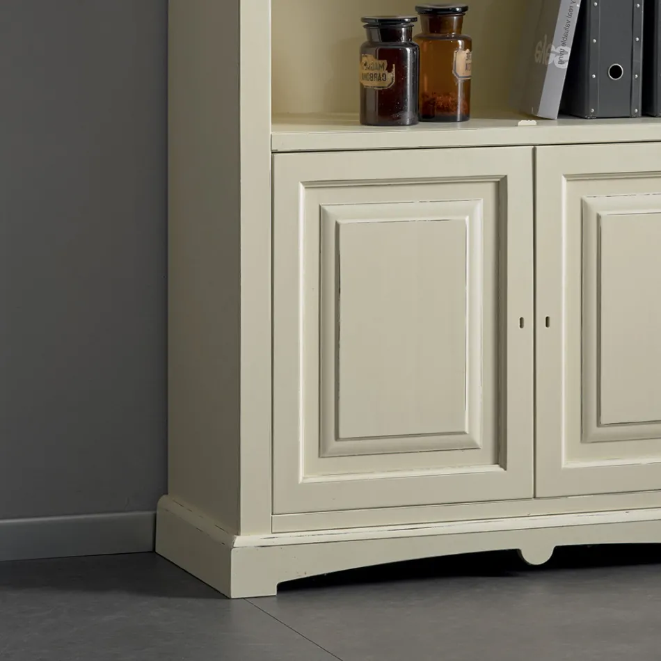 Knihovna se 4 přihrádkami a 2 dvířky Vyrobeno ze dřeva Made in Italy - Eastre Viadurini