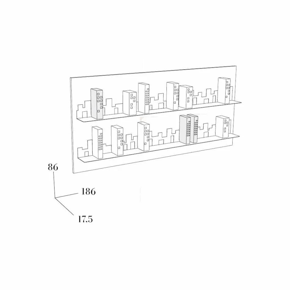 Knihovna Hang Skyline 186x86 Mabele Viadurini