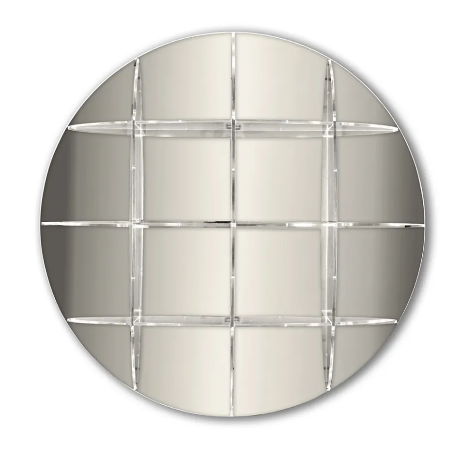 Kulatá nástěnná knihovna ve zlatém nebo stříbrném plexi Made in Italy - Lizzy Viadurini