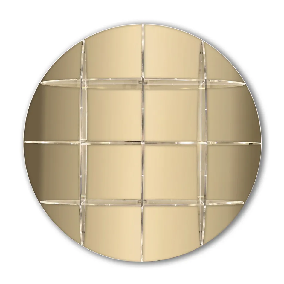 Kulatá nástěnná knihovna ve zlatém nebo stříbrném plexi Made in Italy - Lizzy Viadurini