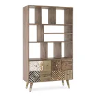 Knihovna do obývacího pokoje z mangového dřeva a recyklované dveře Homemotion - Auriel Viadurini