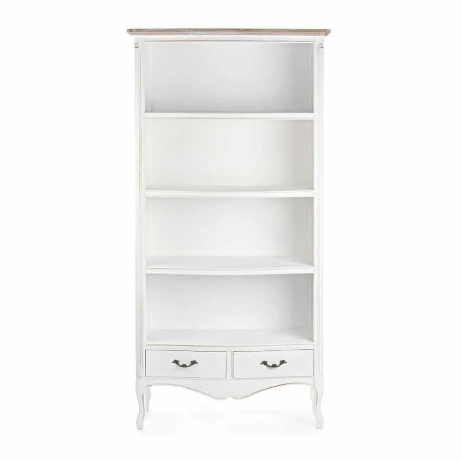 Klasická podlahová knihovna ze dřeva s kovovými úchyty Homemotion - Spina Viadurini