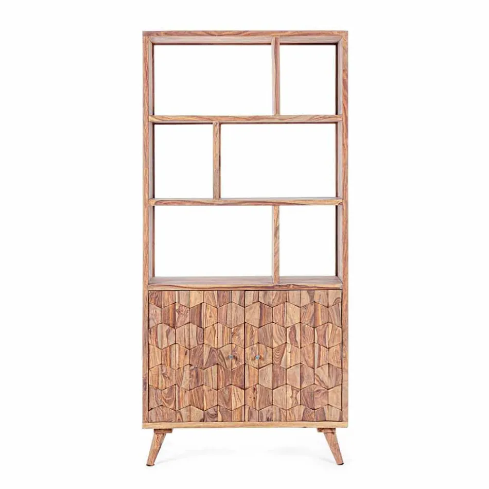 Podlahový regál s vintage designem ze dřeva a oceli Homemotion - Ventador Viadurini