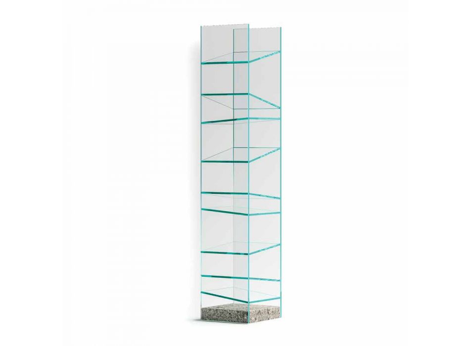 Designová podlahová knihovna ve skle s ocelovým podstavcem vyrobená v Itálii - Biba Viadurini