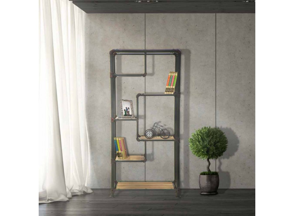 Moderní designová podlahová knihovna z MDF a kovu - Merve Viadurini