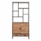 Podlahová knihovna Homemotion z lakované oceli s dřevěnými policemi - Zompo Viadurini