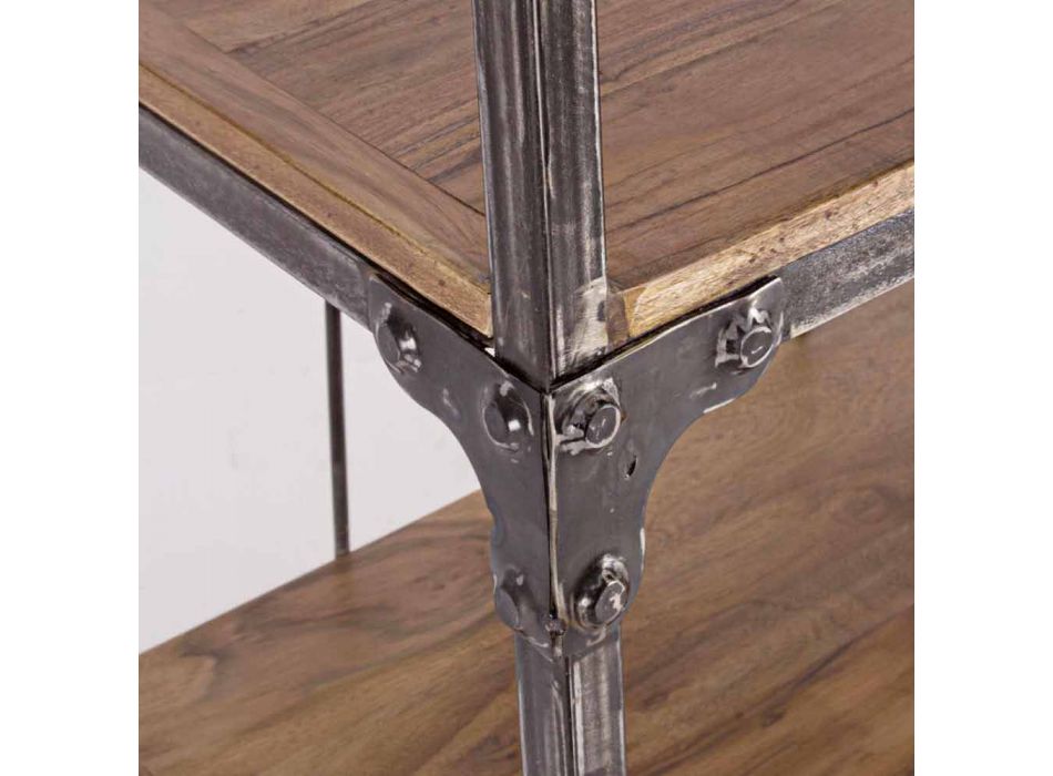 Podlahová knihovna Homemotion z lakované oceli s dřevěnými policemi - Molina Viadurini
